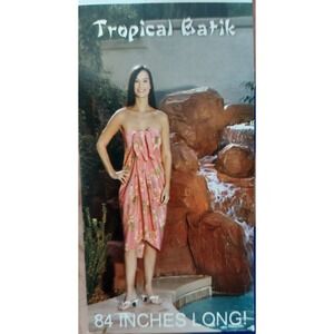 Tropical Batik Scarf Dress One Size Multiple Way Wrap Sarong Hawaiian Vacation